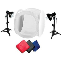 Kit fotográfico StudioKing WTK75 con carpa plegable, luz 40W y fondos intercambiables