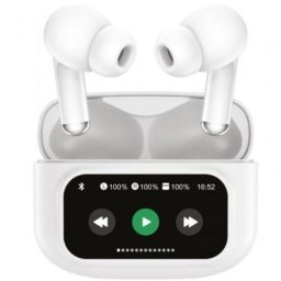 Auriculares Muvit M2404 inalámbricos Bluetooth con Cancelación de Ruido ANC+ENC pantalla estuche blancos