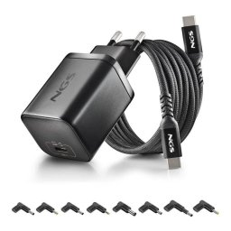 Cargador portátil NGS BUD 65W-H GaN USB-C 8 conectores DC 1,5 m