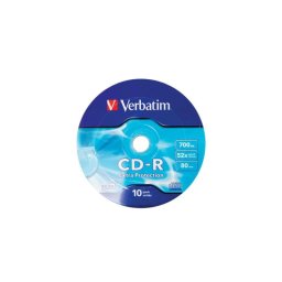 CD en blanco Verbatim CD-R 52X 700MB 10PK resistente a arañazos