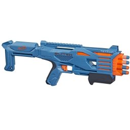 Lanzador de dardos Hasbro Nerf Elite 2.0 Tetrad QS-4 azul naranja 4 disparos