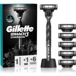 Mach3 Charcoal Maquinilla De Afeitar Con Soporte + Hojas De Recambio 6 Ud