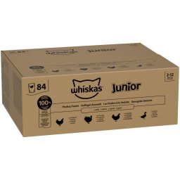 Whiskas Junior en bolsitas 84 x 85 g - Pack jumbo - Selección de aves en gelatina