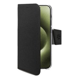 Funda para móvil Celly WALLYMAG Funda cartera Polipiel Negra cierre magnético MagSafe para iPhone 17