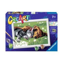Kit de pintura por números Ravensburger CreArt Sleeping Cats and Dogs acrílico infantil