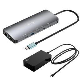 Base para portátil I-Tec Metal USB-C Nano Dock triple pantalla 140 W gris