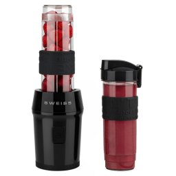 Sweiss Mini Batidora Portátil Moov9, Smoothie Maker, 2 Botellas De 570 Ml Con Tapas De Viaje, 4 Cuchillas De Acero Inoxidable, 300w, Negro