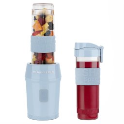 Sweiss Mini Batidora Portátil Moov6, Smoothie Maker, 2 Botellas De 570 Ml Con Tapas De Viaje, 4 Cuchillas De Acero Inoxidable, 300w, Azul