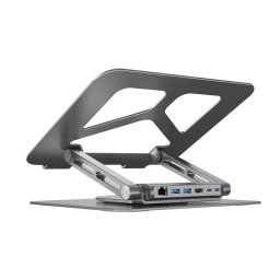 Soporte para portátil Unitek D1109A aluminio gris ajustable con concentrador USB y HDMI