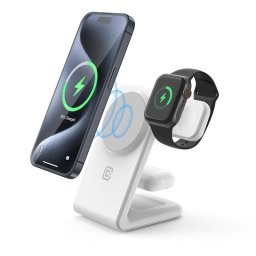 Cargador inalámbrico CRONG CRG-MSPS-WHT MagSafe Qi USB C 20W para smartphone, smartwatch y auriculares