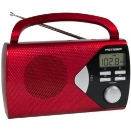 Radio Portátil Metronic 477201 Digital AM FM Pantalla LCD Roja