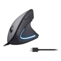Ratón Equip 245118 USB cableado 3200 DPI negro diseño vertical ergonómico