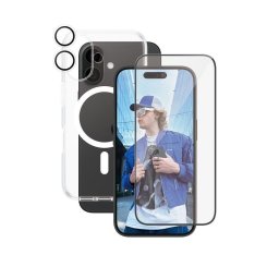 Protector de pantalla PanzerGlass iPhone 16 3 en 1 resistente golpes y rayones