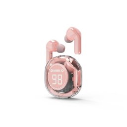 Auriculares Gembird inalámbricos Bluetooth TWS con batería LCD y micrófono rosa