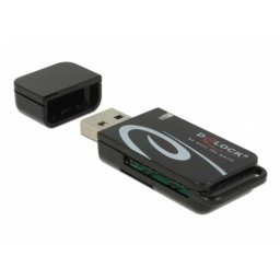 Lector de tarjetas Delock Mini USB 2.0 SD MicroSD MMC Hot-Swap Negro