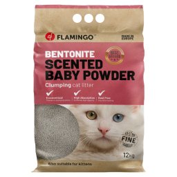 Flamingo Bentonite Scented Baby Powder arena aglomerante para gatos - Pack % - 2 x 12 kg