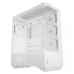 Caja Darkflash DY460 Media Torre Blanca 4 Ventiladores ARGB Vidrio Templado