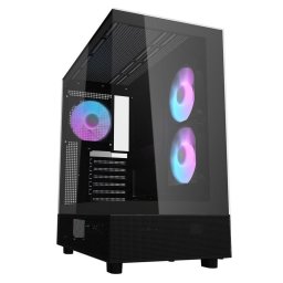 Caja torre gaming Darkflash DPX90 negro con vidrio templado y 3 ventiladores ARGB