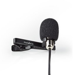 Micrófono Nedis MICCJ105BK Omnidireccional con Clip y Filtro Antirruido 3,5 mm