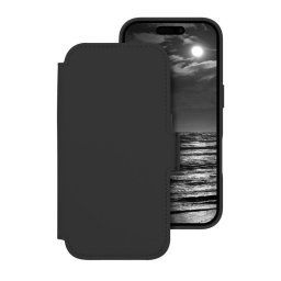 Funda para móvil DBRAMANTE1928 Lynge MS ICON tipo libro piel negra con MagSafe para iPhone 17