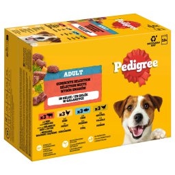 Pedigree bolsitas comida húmeda para perros - Pack % - 96 x100 g - Selección mixta en gelatina (4 variedades)