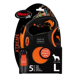 Correa extensible flexi Xtreme naranja con cinta de 5 m - L: hasta 65 kg