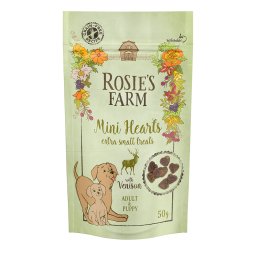 Rosie's Farm Puppy & Adult Mini Hearts, con caza - 50 g