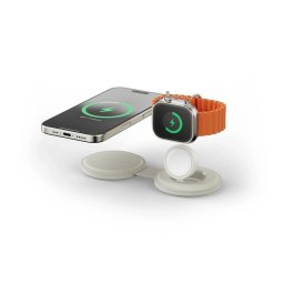 Cargador Satechi OntheGo 2 en 1 MagSafe inalámbrico USB blanco carga rápida