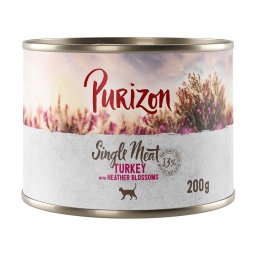 Purizon Single Meat comida húmeda para gatos 12 x 200 g - Pack Ahorro - Pavo con flores de brezo