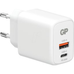 GP-BATTERIES GP WC20W - Cargador USB (-PD), 5-12 V, 3100 mA, 1x USB-A, 1x USB-C.