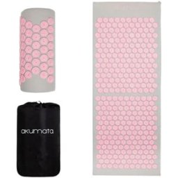 Akumata Esterilla larga de acupresión con almohada Masajeador de cuerpo entero 1 un. Gray and Pink
