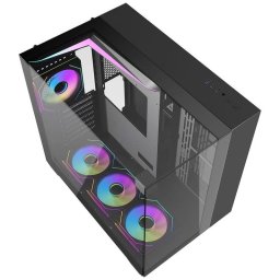 Caja de torre Darkflash TH285A12X-BK media acuario RGB cristal templado