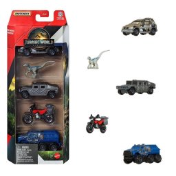 Vehículo de juguete Mattel Matchbox Jurassic World JGL24 set 4 vehículos y figura