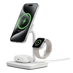 Cargador Cygnett CY5101BUNCP inalámbrico Qi2 USB C carga rápida blanco