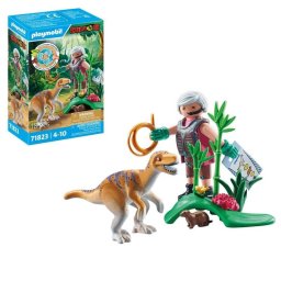 Figura de juguete Playmobil 71823 Velociraptor Explorador con lazo y marmota