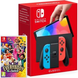 Nintendo Switch OLED Azul Neón/Rojo Neón + Everybody 1-2