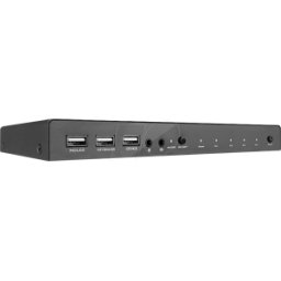 LINDY 32810 - Conmutador KVM de 4 puertos, HDMI, USB, audio