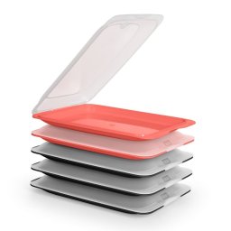Tatay Fresh - Set De 5 Recipientes Porta Embutidos Y Alimentos. Negro Y Coral