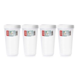 Tatay Twist - Set De 4 Recipientes Redondos 0.6l Con Cierre Hermético A Rosca. Blanco