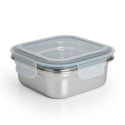 Ibili Keepklin - Recipiente Cuadrado De 0.8l En Acero Inoxidable Apto Microondas