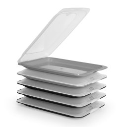 Tatay Fresh - Set De 5 Recipientes Porta Embutidos Y Alimentos. Negro Y Gris