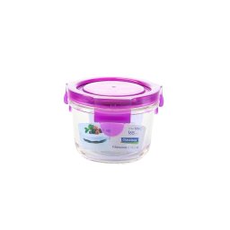 Glasslock Classic - Recipiente Hermético Redondo De 0.16l En Vidrio Templado. Morado