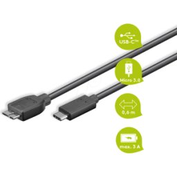 GOOBAY 67995 - Cable USB 3.0, conector B a conector C, 0,6 m