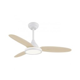Ventilador Techo Luz Led Blanco Madera Clara Serie Mahon