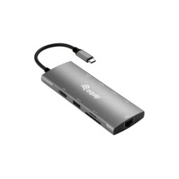 Adaptador USB-C Equip 133695 9 en 1 HDMI 4K 100W PD Ethernet Gris