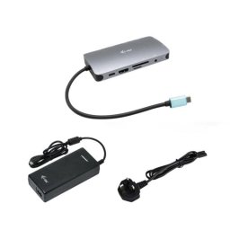 Base para portátil I-Tec Metal Nano Dock HDMI VGA LAN USB-C Cargador 112W Plata