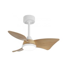 Ventilador Techo Actual Blanco Madera con Led Serie Tauro