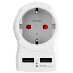 Regleta Skross 1500281 1 Toma Tipo B 2 USB-A 2,4 A Adaptador Europa a EEUU