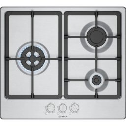 Placa de gas Bosch Serie 4 PGC6B5K90 3 zonas acero inoxidable 60 cm