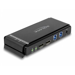 Interruptor KVM DeLock 11476 DisplayPort 1.4 8K 60Hz USB 5 Gbps Audio Metal